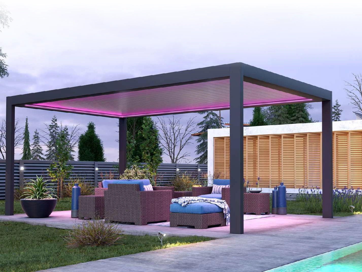 aluminum pergola in the garden