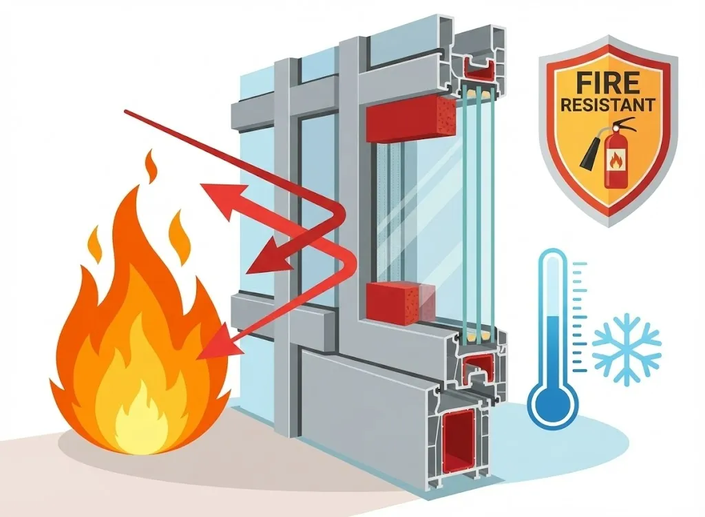 Images of the fire resistance performance of curtain walls