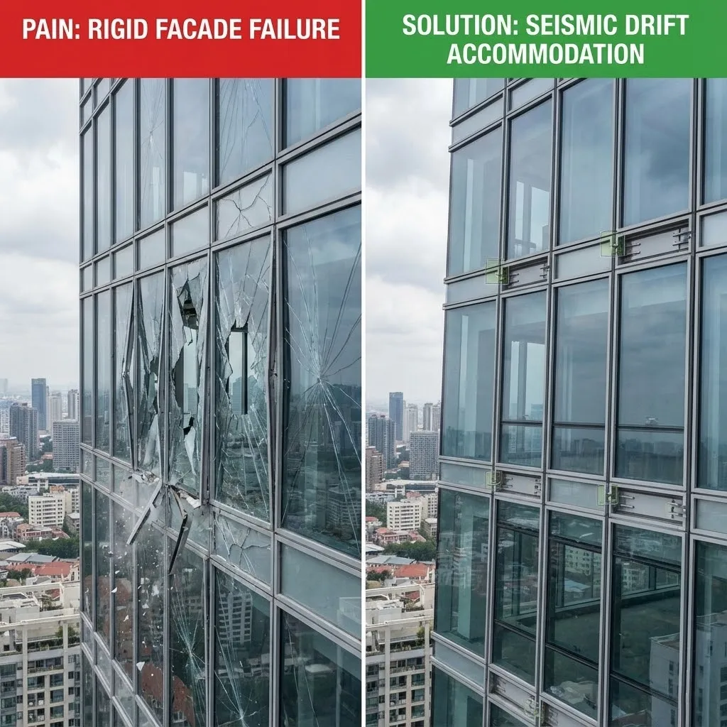 Seismic resistance of curtain wall glass